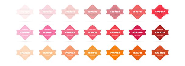 Orange and red pastel colour palette. Vector. Catalog samples orange and red in RGB HEX. Color Catalog. Vector EPS 10. - Vector, Image