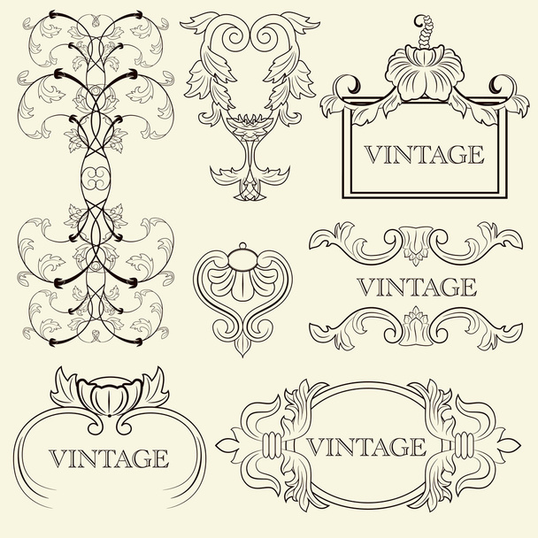 conjunto de marco vintage - Vector, Imagen