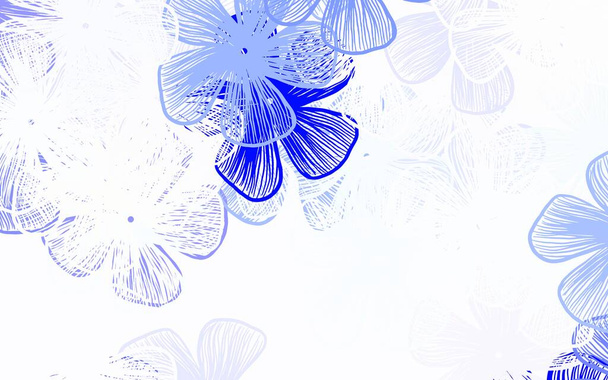 Azul claro, amarillo vector elegante fondo con flores Ilustración con flores de garabato abstractas de colores. Nueva plantilla para su libro de marca. - Vector, Imagen