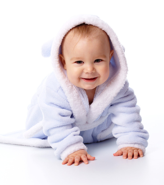 Cute child in bathrobe - Fotoğraf, Görsel