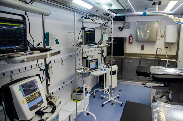 Inside Mobile Hospital. Operating room of the field hospital. - Photo, Image