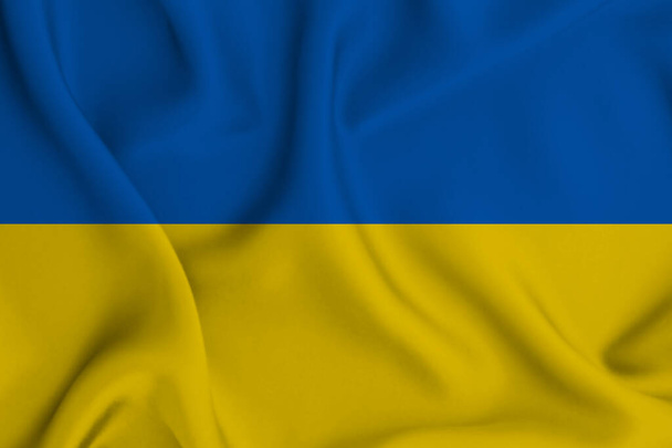 An illustration of waving Ukraine flag - great for background - Foto, afbeelding