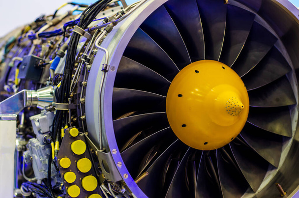 Close-up of Jet engine. Engine maintenance - Photo, Image
