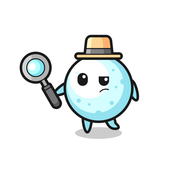 snow ball detective character is analyzing a case , cute style design for t shirt, sticker, logo element - Vector, Image