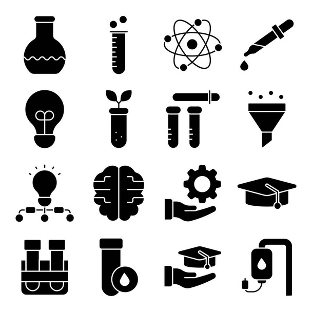 Pakiet ikon glifów naukowych - Wektor, obraz