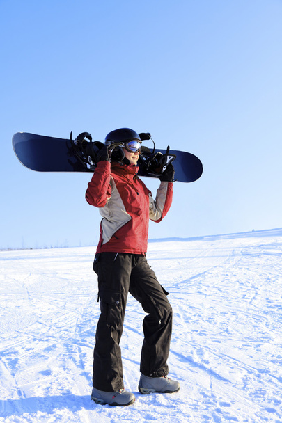 Сноубордист на снегу
 - Фото, изображение