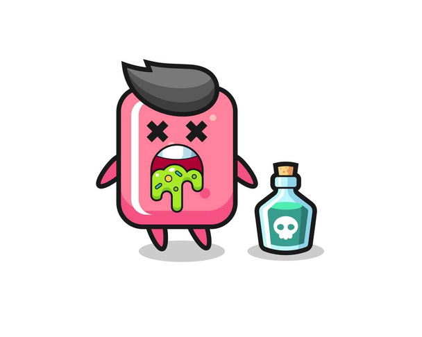 απεικόνιση ενός χαρακτήρα τσιχλόφουσκας εμετό λόγω δηλητηρίασης, χαριτωμένο σχεδιασμό στυλ για t πουκάμισο, αυτοκόλλητο, στοιχείο λογότυπο - Διάνυσμα, εικόνα