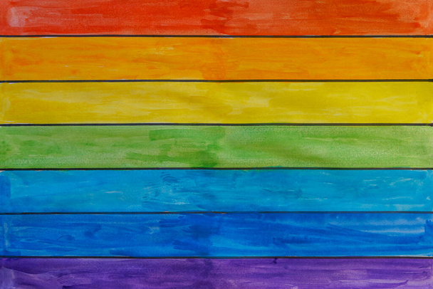 Patrón rayado con acuarelas de todos los colores del arco iris en orden correcto - Foto, Imagen