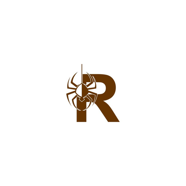 Γράμμα R με διάνυσμα προτύπου σχεδίασης εικονιδίου αράχνης - Διάνυσμα, εικόνα