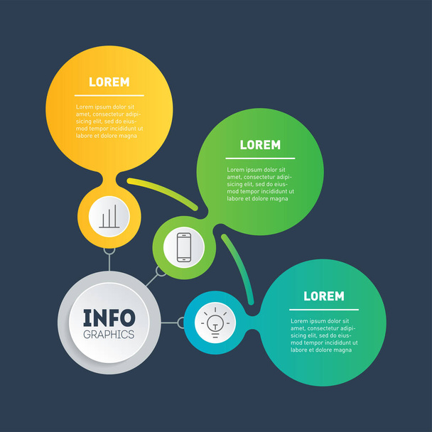 Green Business concept with three options, parts, steps or 3 processes. Time line or infographics of development and growth of the eco business. Project. - Вектор, зображення