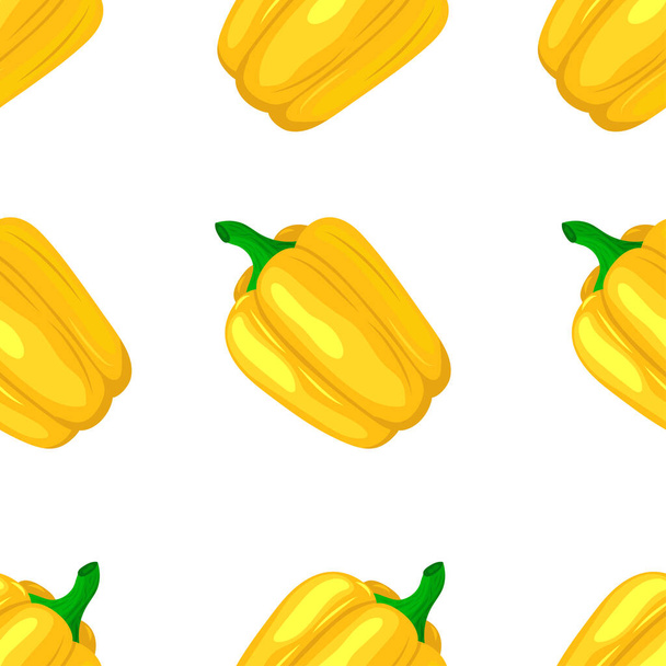 ripe bell peppers seamless pattern on white background, vector illustration - Vector, Image