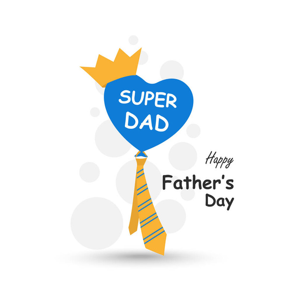 Happy Father's Day holiday card, poster or banner template with necktie, tie, heart shape balloon, man's hat on light background. Greetings and presents for Father's Day. Flat vector illustration, isolated objects. - Vector, Image