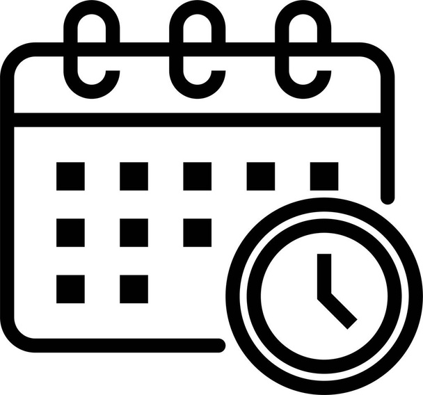 calendario de citas icono del reloj en el estilo de esquema - Vector, Imagen
