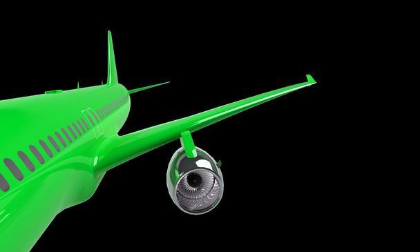 Avión verde aislado en negro
 - Foto, imagen