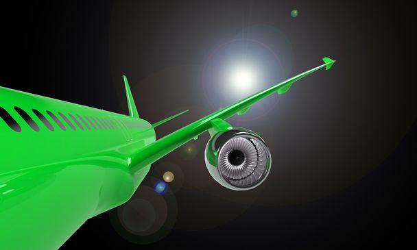 groene vliegtuig geïsoleerd op zwart - Foto, afbeelding