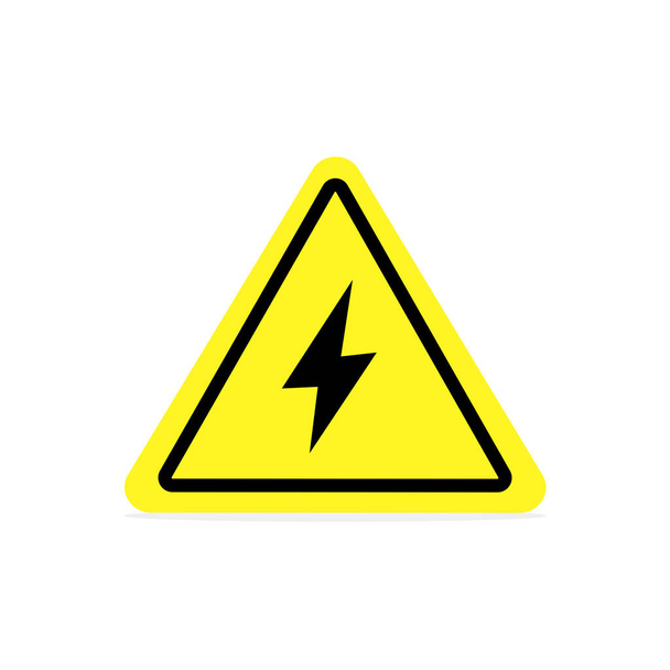 Vetor de sinal de alta tensão de perigo. Ícone de perigo de choque elétrico. Isolado sinal triângulo preto e amarelo com relâmpago elétrico. Vetor de ações  - Vetor, Imagem