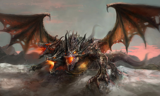 dragón de tres cabezas
 - Foto, imagen