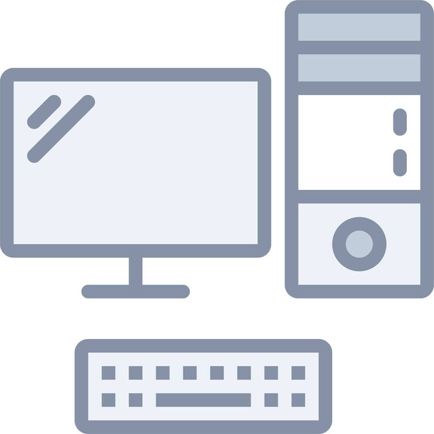 Computer-Desktop-Monitor-Symbol im Dateiumriss-Stil - Vektor, Bild