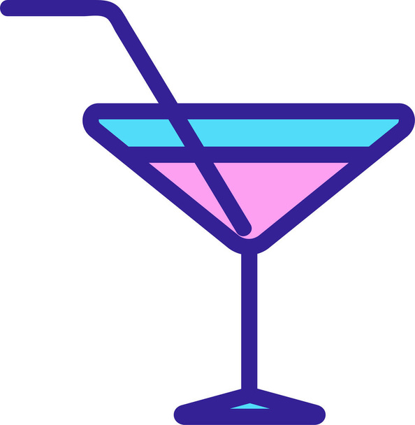 alcohol cocktail glas icoon in filedoutline stijl - Vector, afbeelding
