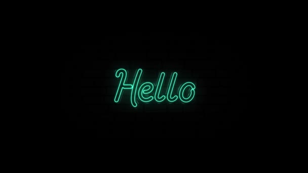 Texto de néon de HELLO em fundo preto. 4k - Filmagem, Vídeo