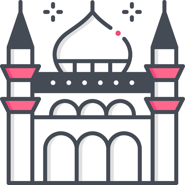 isztambuli kultúrák kék mecset ikon töltelékvázlatos stílusban - Vektor, kép