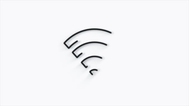 Wifi wireless internet network symbol 3d icon isolated on white background. - Materiał filmowy, wideo