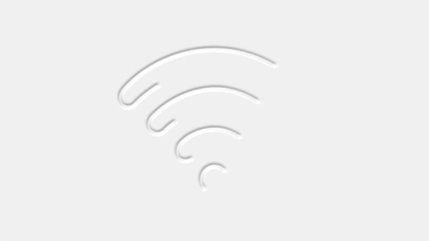 Wifi wireless internet network symbol neomorphism icon isolated on white background. - Filmati, video
