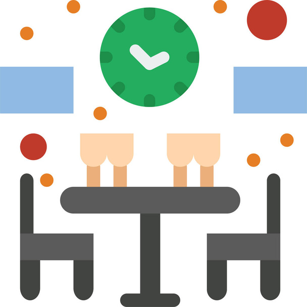 couple dinner time icon in flat style - Vector, Image