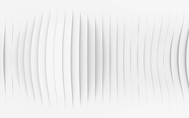 Dalgalı gölge çubukları ile soyut Matt beyaz arkaplan. Geometrik soyutlama, kağıt kesimi, dalgalı basamaklar ya da merdivenler. 3B Resim Hazırlama - Fotoğraf, Görsel