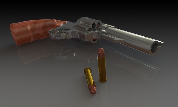 ένα πιστόλι και τα πυρομαχικά που απομονώνονται σε μαύρο - Φωτογραφία, εικόνα