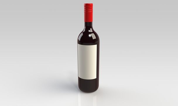 Botella de vino tinto o blanco y copa aislada en blanco
 - Foto, imagen
