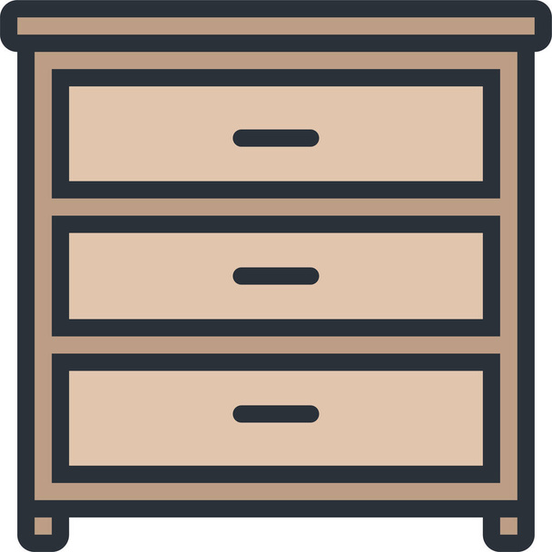šuplík nábytek domácí ikona ve vyplněném stylu obrysu - Vektor, obrázek