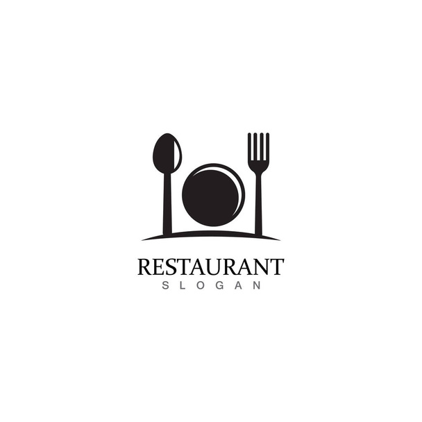 Gabel und Löffel Restaurant Logo Vektor-Vorlage - Vektor, Bild
