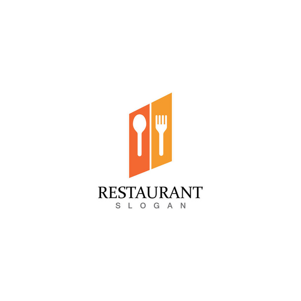 garfo e colher restaurante logotipo vetor modelo - Vetor, Imagem