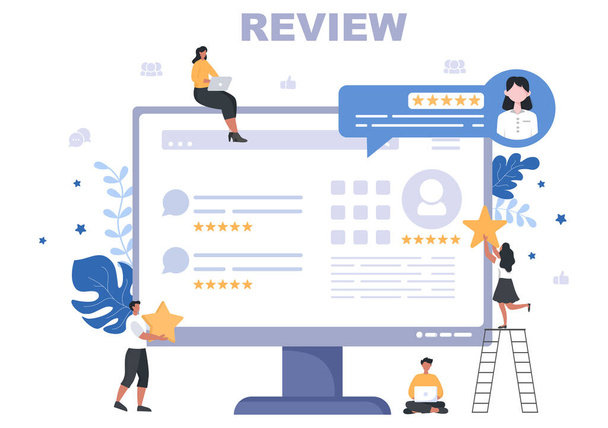 Review Vector Illusztráció Ügyfél Giving Star jó vagy rossz arány Visszajelzések, Beszámolók, Értesítés és felhasználói élmény koncepció - Vektor, kép