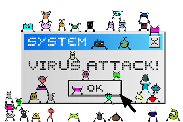Virus attack computer message - Vector, Image