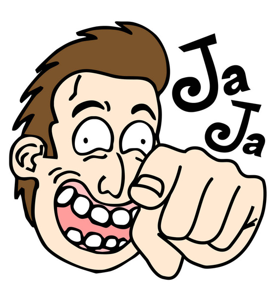 Draw of funny humorist pointing - Vector, Image