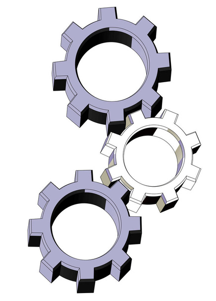 Vektorová ilustrace tří částí stroje - Vektor, obrázek