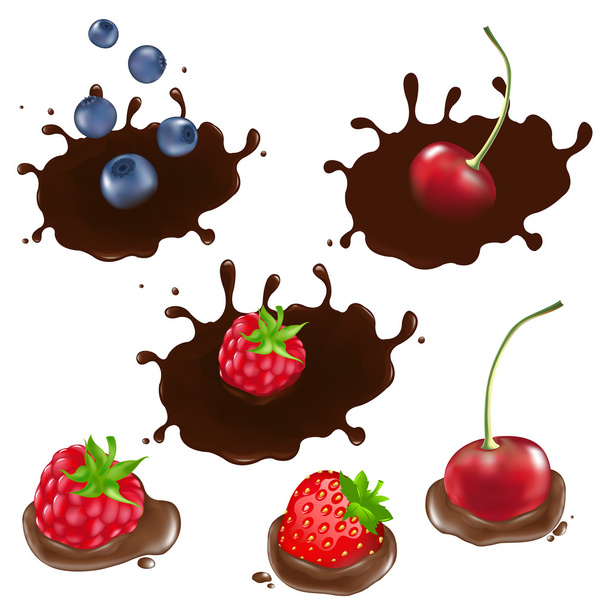 Berry In Chocolate, Isolated On White Background, Vector Illustration - Vector, Imagen