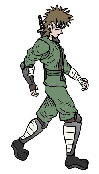 Ninja caminar ilustración vector - Vector, imagen