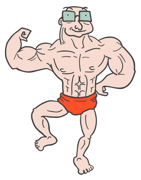 Muscle old man vector illustration - Vector, Image
