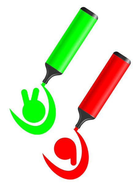Zielony i czerwony ikona wektor ilustracja - Wektor, obraz