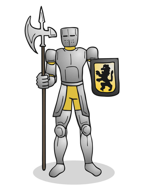 kreslená postava rytíře se sekerou - Vektor, obrázek