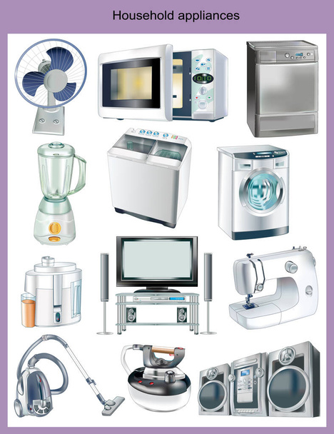 Household appliances in vector B - Vector, Image