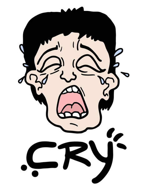 ilustração vetorial do personagem de choro cômico desenhado à mão - Vetor, Imagem