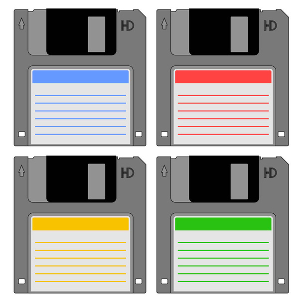Retro disquette with color stick - Vektor, Bild