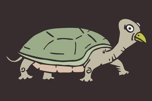 векторная иллюстрация черепахи на черном фоне - Вектор,изображение