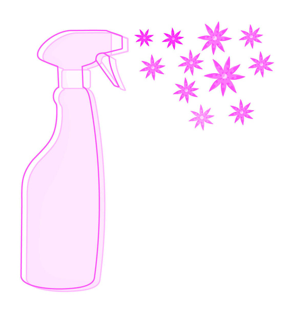 cleaning spray bottle with detergent and liquid soap bubbles. vector illustration - Vector, Image