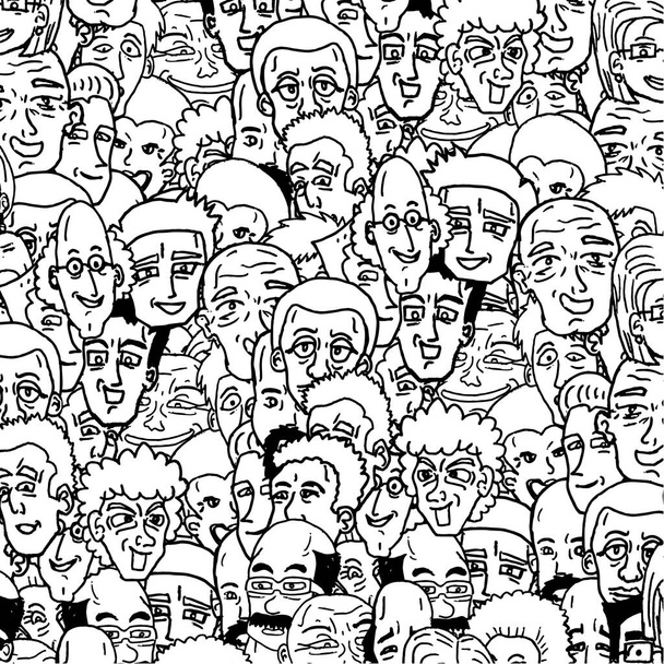 手描きの漫画の人々のシームレスなパターン。ベクトル - ベクター画像