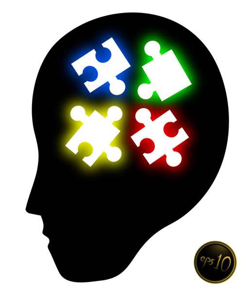 Silhouettenkopf mit Puzzle, Vektorillustration  - Vektor, Bild